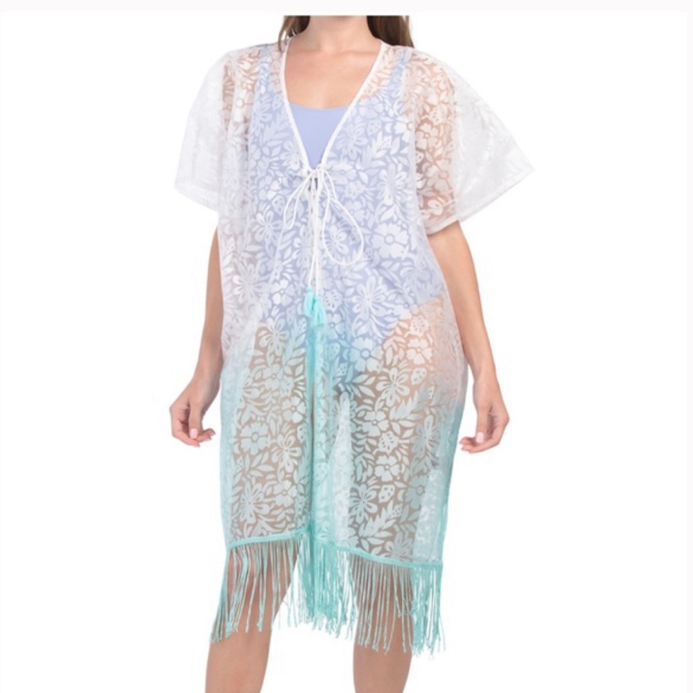 America & Beyond Ombre Floral Burnout Swim Cover-Up NWT